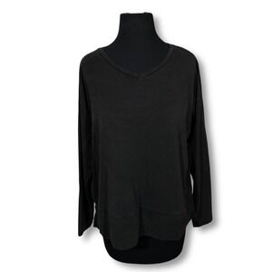 Eileen Fisher Black V Neck Long Sleeve Tunic‎ Top Women's Small Tencel